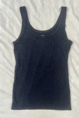 全新无标签 Aerie 罗纹棉质背心黑色(中号)不眠睡衣 — 第 1/4 张图片