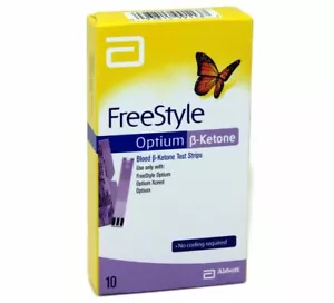 Genuine Abbott FreeStyle Optium Blood ß-Ketone 10 Test Strips NEW - Picture 1 of 5