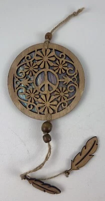 Signo de la Paz Margaritas Atrapasol Madera Corte Láser Iridiscente Reflectante Colores Madera Foto 1 de 4