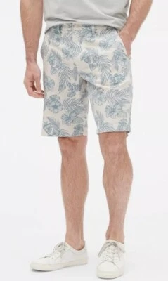 Pantalones Cortos GAP Para Hombres 10" en Cambray Elastizados Cintura Azul Floral Talla 36 GapFlex Foto 1 de 4