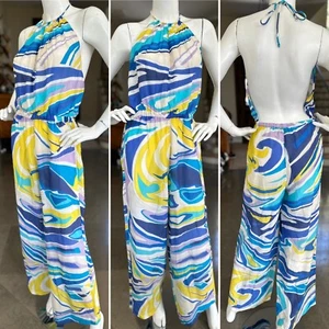Emilio Pucci Vintage Cotton Silk Blend Jumpsuit Romper - Picture 1 of 11