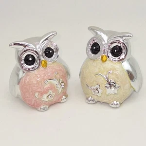 Eule rosa+weiß in Perlmutt Optik mit Strass-Steinen als B-Ware 🦉 - Bild 1 von 5