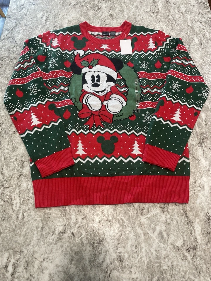 Walt Disney Mickey Mouse Sweatshirt Men's Christmas Sweater Size Medium M