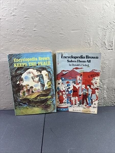 Vtg Encyclopedia Brown Books Lot of 2 Softcovers 1960s-1970s Donald Sobol - Picture 1 of 9