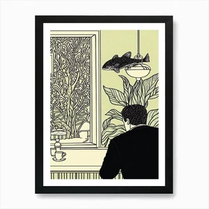 Fish In The Window Art Print Framed Framed Wall Art Poster Canvas Print Picture - Picture 1 of 4