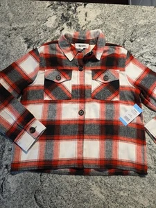 Msrp $119 Steve Madden BB Dakota Red Plaid Flannel Jacket Womens large E58 - Picture 1 of 12