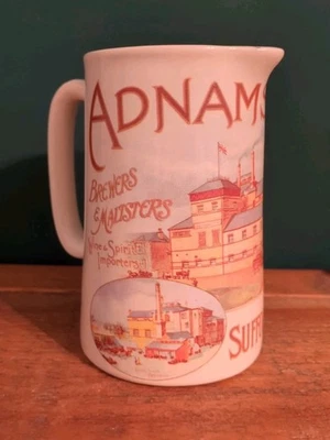 Adnams & Co Suffolk Ales & Stout Amberglade Ceramic Water Jug Breweriana Pub Bar - Image 1 of 4