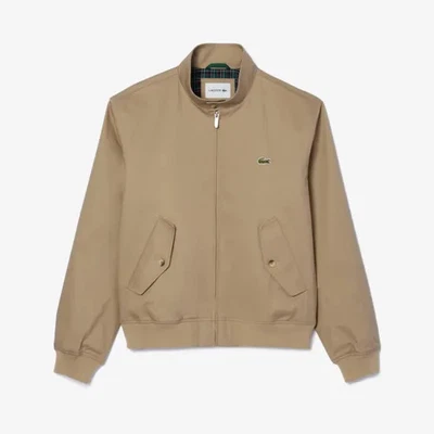 Chaqueta Harrington de sarga repelente al agua Lacoste beige Foto 1 de 4
