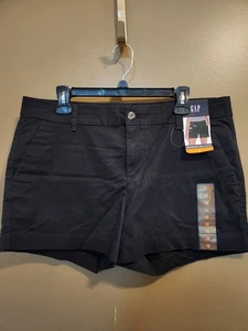 Womens Gap Relaxed Girlfriend Twill Black Shorts Size 12 37" Waist 4" Inseam  - Picture 1 of 6