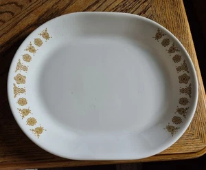 Vintage Corelle Corning BUTTERFLY GOLD Oval Dish Serving Platter 10” x 12” - Picture 1 of 3