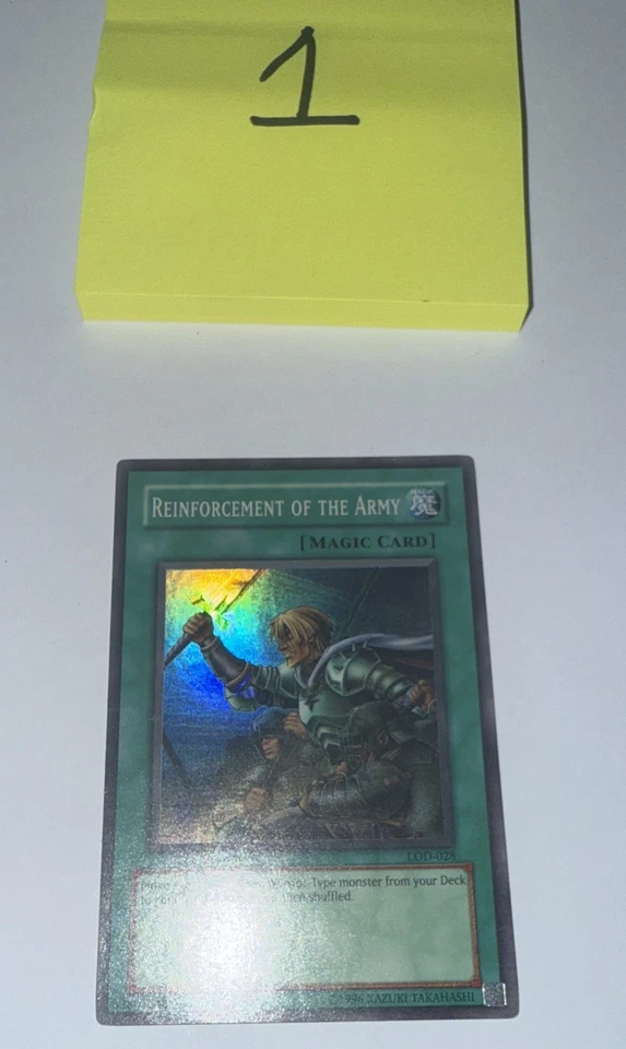 Yugioh Reinforcement of the Army LOD-028 Super Rare Unl Original Print (MP) - Image 1 of 4