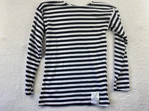 Vintage Breton Stripe Mens Shirt Small Long Sleeve Russian Marine Telnyashka - Picture 1 of 7
