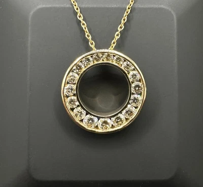 Collar Círculo Eternidad Canal Diamante Natural 0.76 ct tw Oro Amarillo 10K 18" Foto 1 de 2