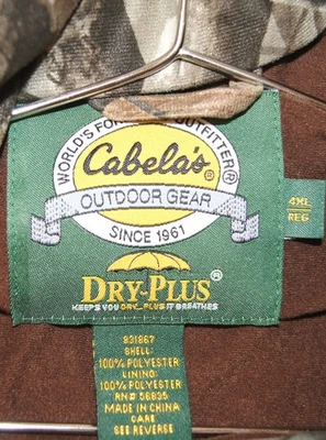CABELAS (931867) DRY-PLUS REAL TREE WOODLANDS CAMO COAT 4XL REG - Image 1 of 4
