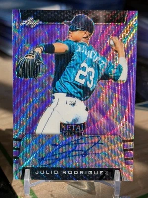 JULIO RODRIGUEZ #/15 AUTO 2019 Leaf Metal Purple Wave Prizm Mariners Rookie RC🔥 - Image 1 of 4