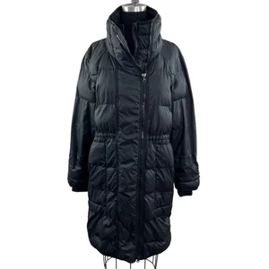 Adidas by Stella McCartney Black Long Puffer Jacket Padded Midi Winter Coat S - Picture 1 of 13