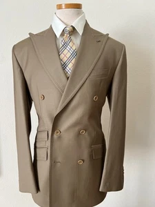 Beige super 150 double breasted Cerruti wool suit - Picture 1 of 2