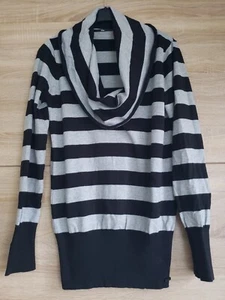 S.Oliver Gr. 38 Pullover Wasserfallkragen grau-schwarz gestreift - Bild 1 von 6