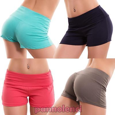 Pantaloncini Donna Shorts Fitness Sport Palestra Elastici Hot Pant Nuovi CC-1436 • 6.33€