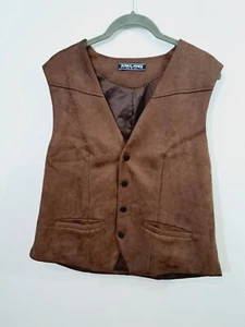 PJPAUL JONES Men's Brown Snap Up Vest In Size Small - Picture 1 of 4