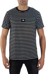PlayStation Embroidered Logo Mens Unisex Black Striped T-Shirt NWT S, M, L - Picture 1 of 4