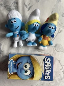 Collection Of MacDonalds Smurfs Soft Toys x 3 With One Box Smurfette 2022 - Picture 1 of 6