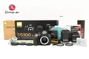 [Top idealny w pudełku] Strzał : 3879 Nikon D5300 czarny z 18-55 + 55-200mm z JAPONII - Zdjęcie 1 z 15