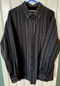 Alfani Mens Button Down Long Sleeve Shirt Black/Multi color Striped Size XL EUC - Picture 1 of 5