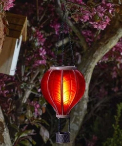 Solar Hot Air Balloon Garden LED Flame Effect Hanging Outdoor Lantern 1080079 - Picture 1 of 4