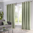 Fusion Sorbonne 100% Cotton Eyelet Lined Curtains, Green, 66 x 54 Inch, 50% 50%