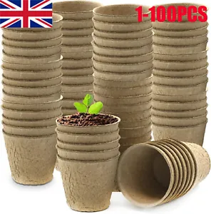 1-100PCS Grow It Biodegradable FIBRE POT 6cm Round Plant Seed Seedling Pots New - Picture 1 of 20
