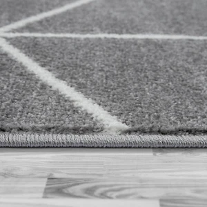 Tapis De Salon, Poils Ras Style Scandinave Motif Losanges, Gris - Bild 1 von 5