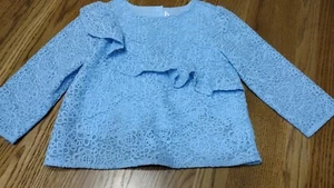 Janie And Jack Size 6 Lace Long Sleeve Girl Shirt Periwinkle Blue EUC - Picture 1 of 3