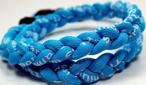 NEW! BASEBALL Titanium TORNADO Sports Necklace 20" Light Blue Braided 3 ROPE - Picture 1 of 1