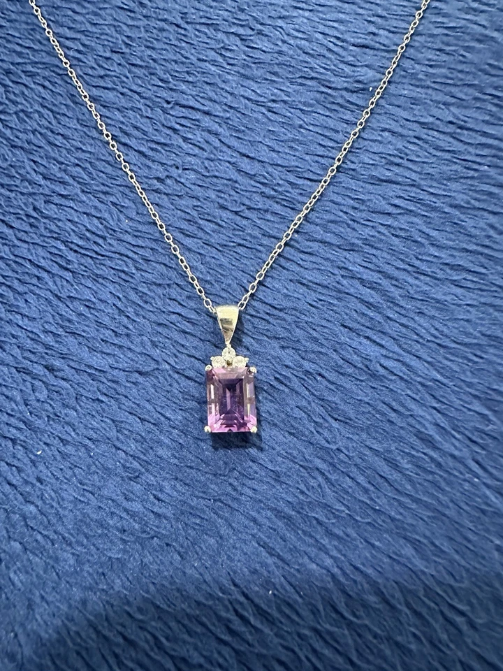 Collar Tara Vanessa Plata de Ley 925 Amatista Circonita Cúbica, 18 pulgadas de Largo Foto 1 de 4