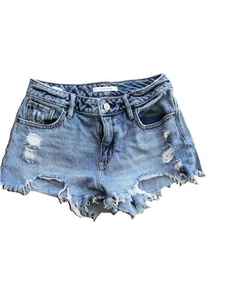 PacSun Shorts Cut Off High Rise Festival Damen Größe 25 Blau Denim - Bild 1 von 6