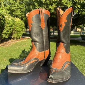 EUC Stunning Ladies US 7.5 JB Hill BLK & BRWN Pull On Western Cowboy Boots! USA - Picture 1 of 24