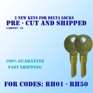 RH01-RH50. Pair of keys for Delta Tool Box Locks. Cut To Code by a locksmith. - Picture 1 of 1