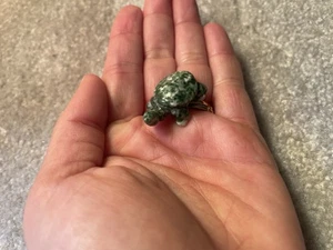 Mini Natural Marble Turtle Hand Made Green & White Colors - Picture 1 of 9
