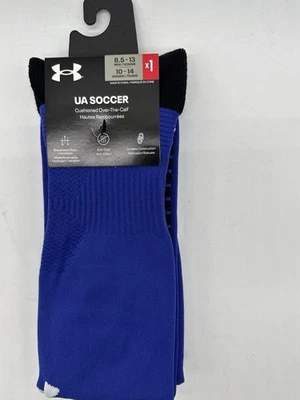 ONE PAIR MENS UNDER ARMOUR UA SOCCER CUSHIONED OVER THE CALF SOCKS LARGE Royal - Image 1 of 3