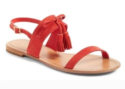 Kate Spade Carlita Red Suede Strappy Tassel Sandal Sz 10 - Image 1 of 4