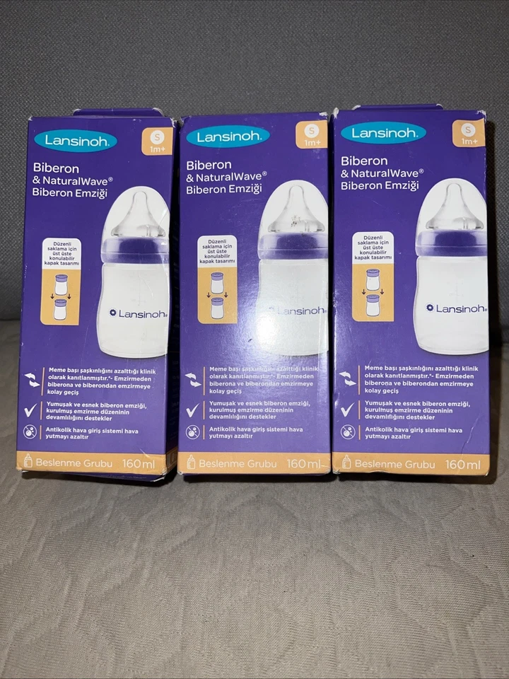 3 Pack Lansinoh Anti-Colic Slow-Flow Nipples Feeding Baby Bottles 1 Month+ - Image 1 of 1