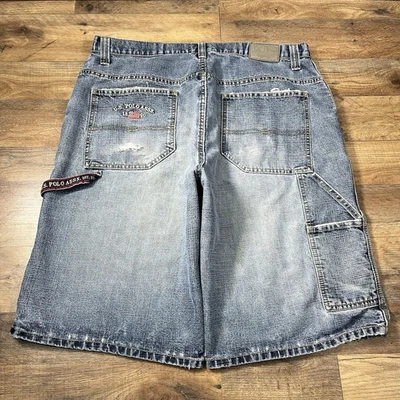 Pantalones Cortos de Jean USPA Polo Assn Carpintero Para Hombre Talla 38 Y2k Sueltos Calce Suelto Foto 1 de 4