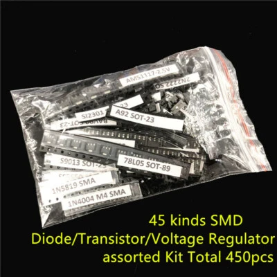 45 kinds X10 SMD Diode Transistor Voltage Regulator mix component assorted kit - Image 1 of 3