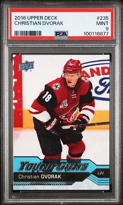 2016 UPPER DECK #235 CHRISTIAN DVORAK RC Rookie Card YOUNG GUNS PSA 9 Coyotes - Image 1 of 3