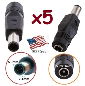Adattatore x5 DC Power 5,5x2,1mm femmina jack a 7,4x5,0mm spina maschio per notebook HP - Foto 1 di 7