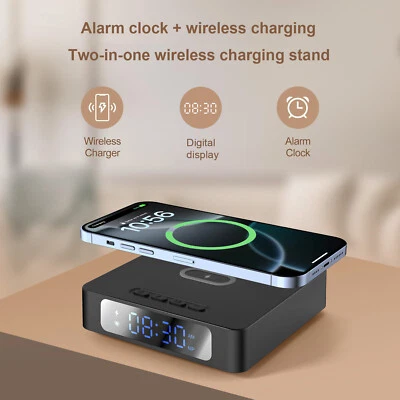 Wireless Charger Digital Alarm Clock For iPhone 16 Pro Max Samsung S25 S24 Ultra - Image 1 of 4