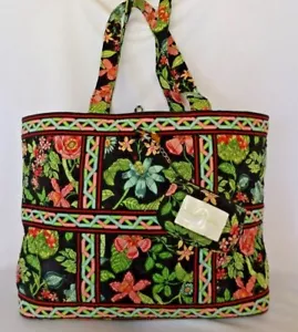VERA BRADLEY - Large Tic Tac Tote & Bonus Clip Zip Id - Botanica - Great Cond. - Picture 1 of 6