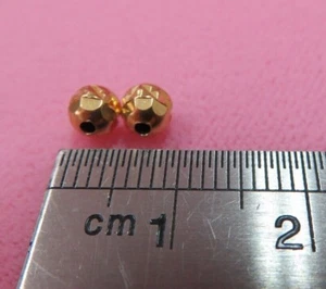 Two pc 18K Yellow Gold Faceted Spacer Beads 4.35 mm/ .52 Grams - Picture 1 of 5