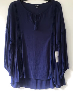 a.n.a. Damenbluse Größe M Blau Boho Bindekragen Langarm Träger R01 - Bild 1 von 7